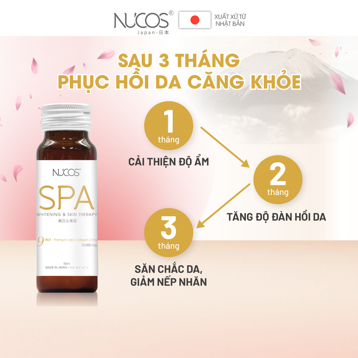 Combo 4 hộp Collagen chống lão hoá căng bóng da Nucos Spa 10000 50ml x 40 chai