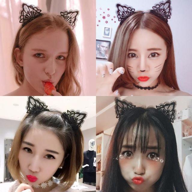 Bờm tai mèo ren - Đồ ngủ Cosplay sexy - Cài tóc tai mèo coplay