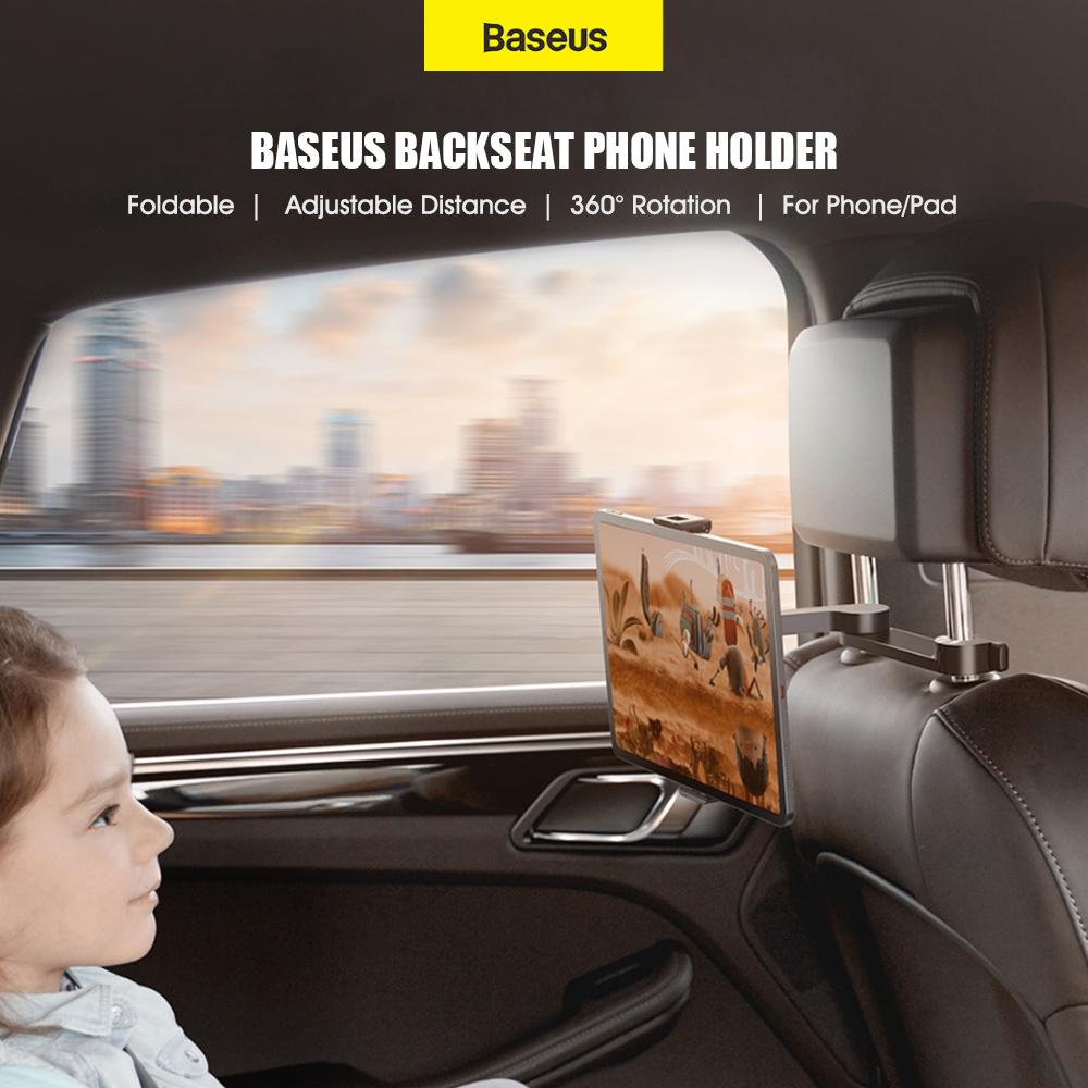 Baseus Car Phone Stand Back Seat Bracket for Phone Pad Headrest Mount Foldable Clip Car Bracket Compatible with 4.5-12.3