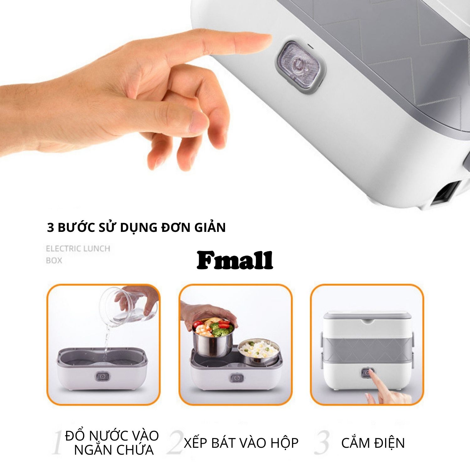 Hộp Cơm Cắm Điện Fmall - MSD1 Đa Năng, Hộp Đựng Thực Phẩm, Hâm Nóng, Nấu Chín Thức Ăn, 2 Tầng Nhỏ Gọn, 4 Bát Inox 304 Không Gỉ, Tặng Kèm Bộ Đũa Và Thìa, Dễ Dàng Vệ Sinh – Hàng Chính Hãng