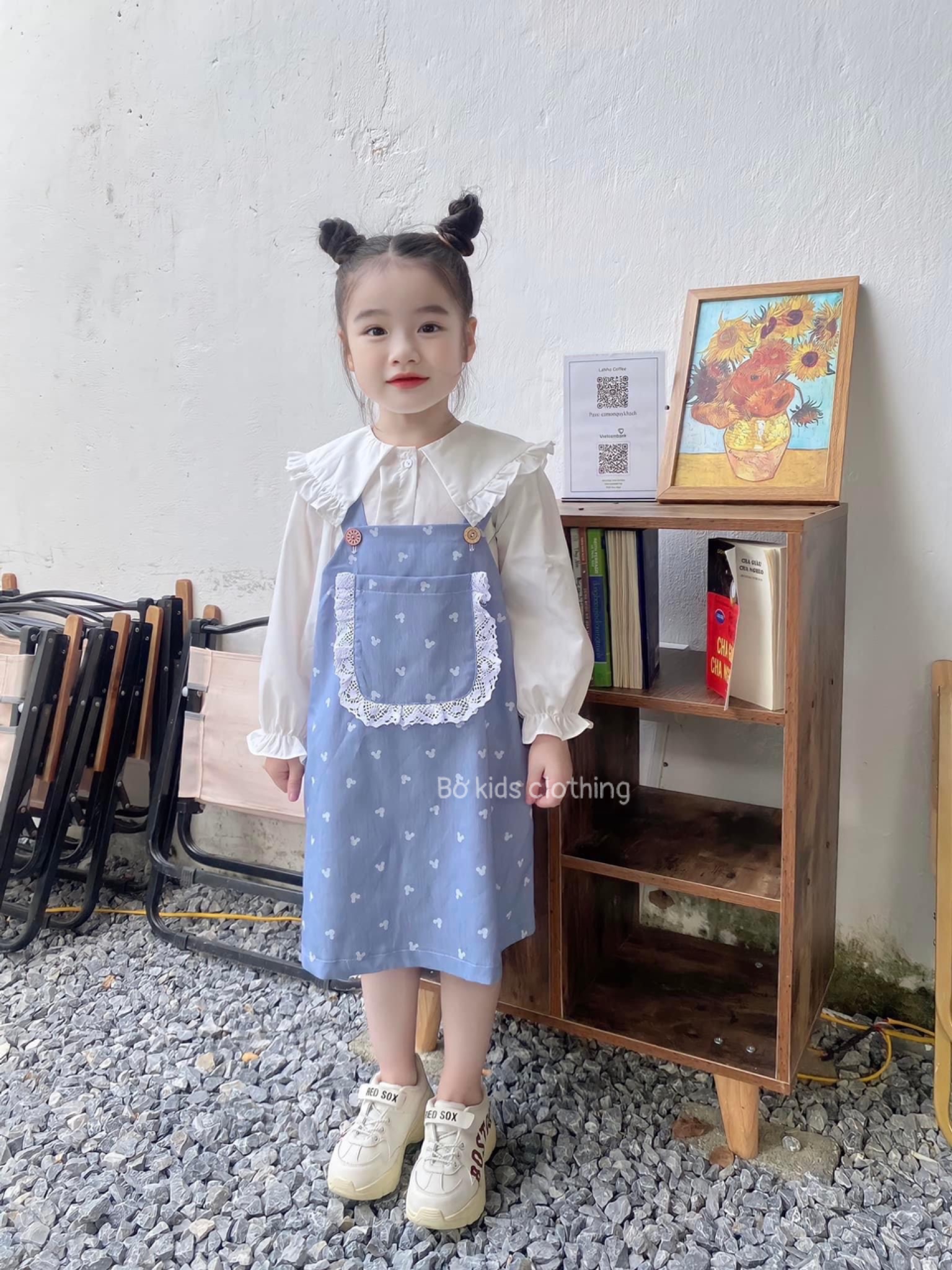Bộ yếm đầm phong cách Hàn Quốc cho bé gái size 12-35kg hàng Quảng Châu cao cấp