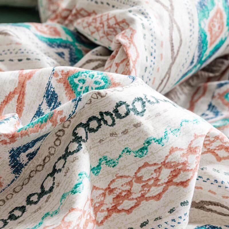 Bộ chăn ga Cotton Organic siêu mềm mịn Họa thiết Thổ Cẩm - Hàng nhập khẩu, 100% Cotton