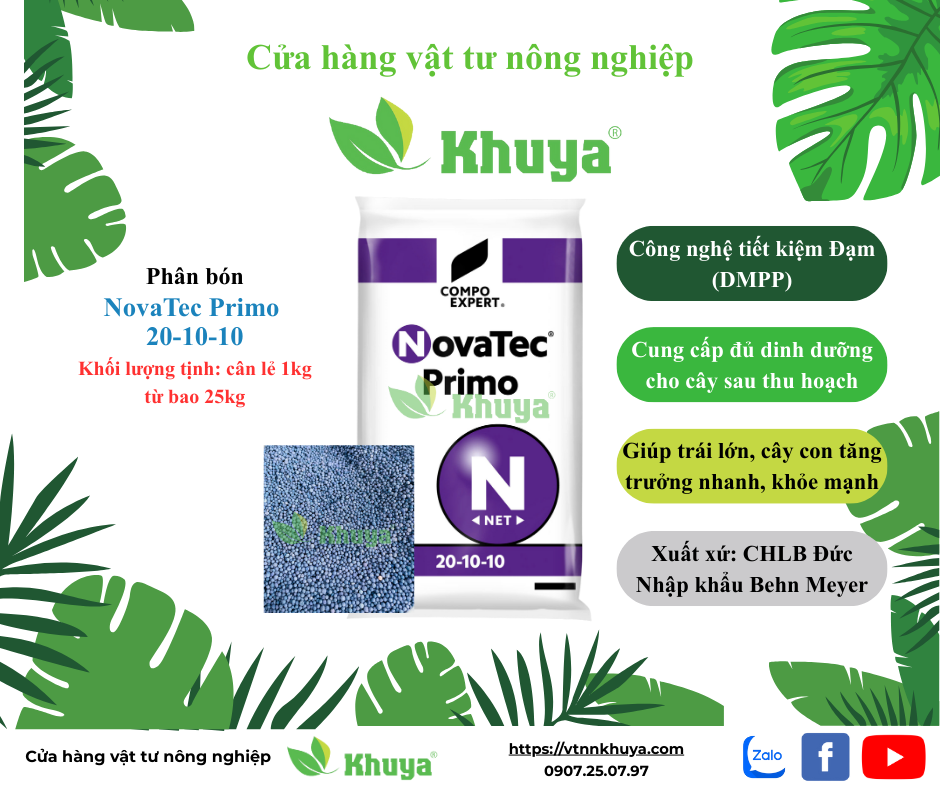 1kg cân lẻ Phân bón hỗn hợp NPK NovaTec Primo 20-10-10 Behn Meyer hạt Tím