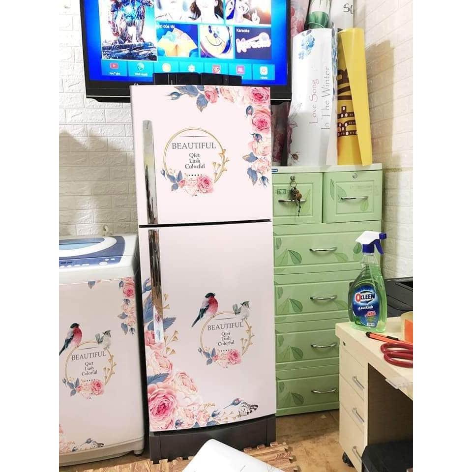 Miếng dán tủ lạnh decal 3D mẫu hoa sang chảnh