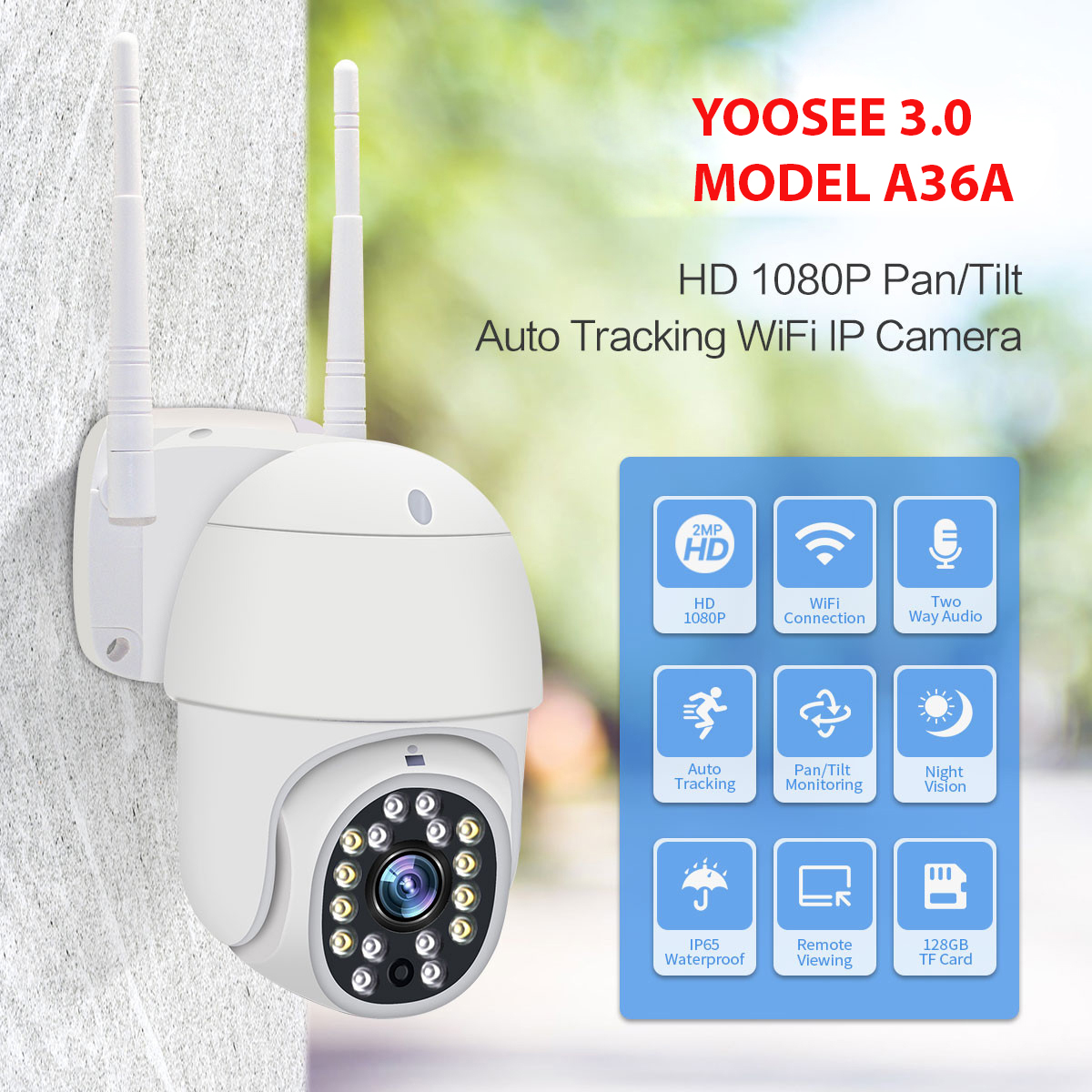 Camera IP Wifi Ngoài Trời Yoosee 3.0 PTZ A36A MINI 16 LED - HÀNG CHÍNH HÃNG