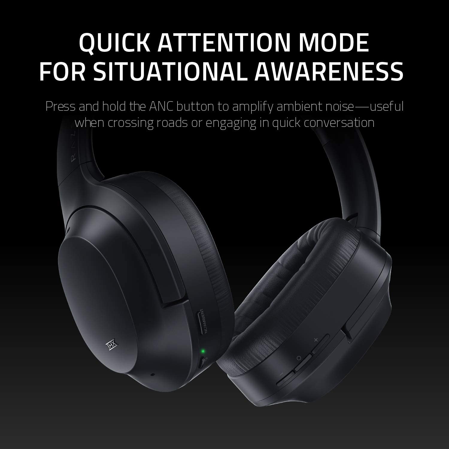 Tai nghe bluetooth chụp tai chống ồn Razer Opus Wireless ANC Headset - Hàng chính hãng