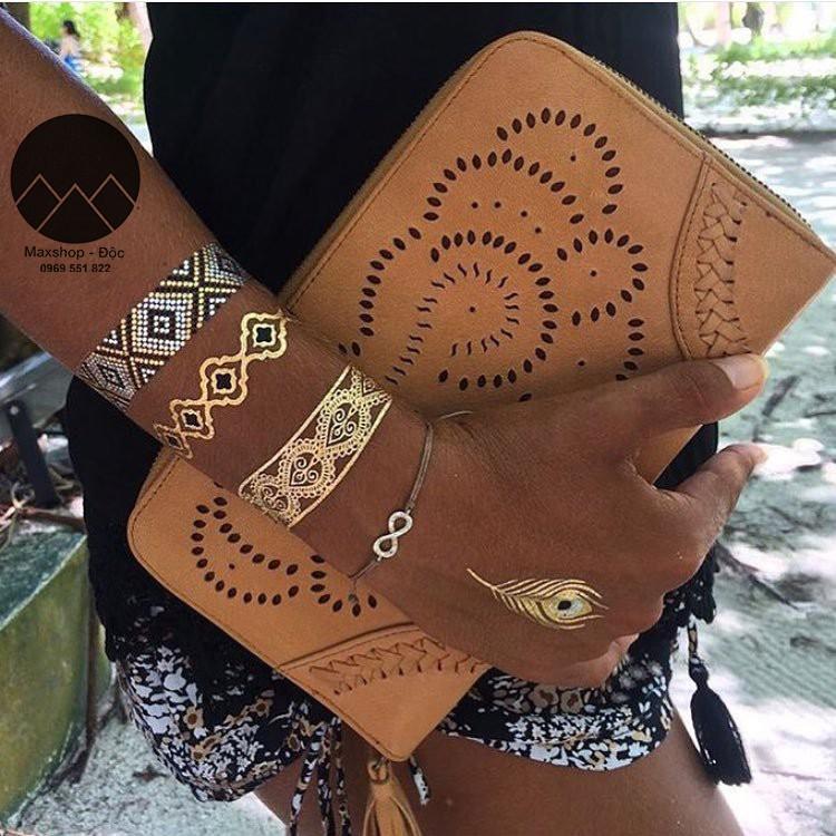 Hình xăm dán ánh kim - Set hình xăm nhũ ánh kim henna giả tatoo hóa trang Halloween