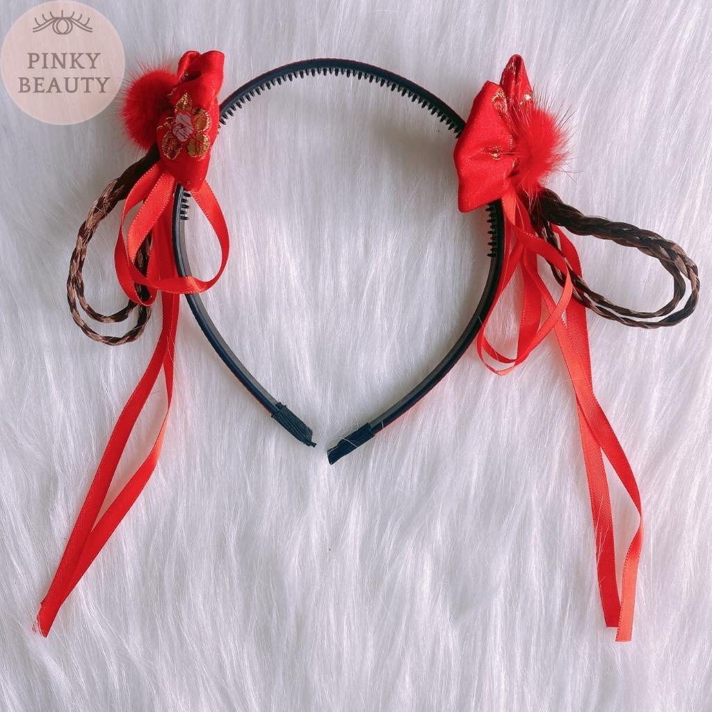 Băng Đô Cài Tóc, Bờm Tóc Phối Tua Rua, Nơ, Bông Phong Cách Trung Hoa, Thời Trang Cá Tính Cho Bé Gái - Pinky Beauty