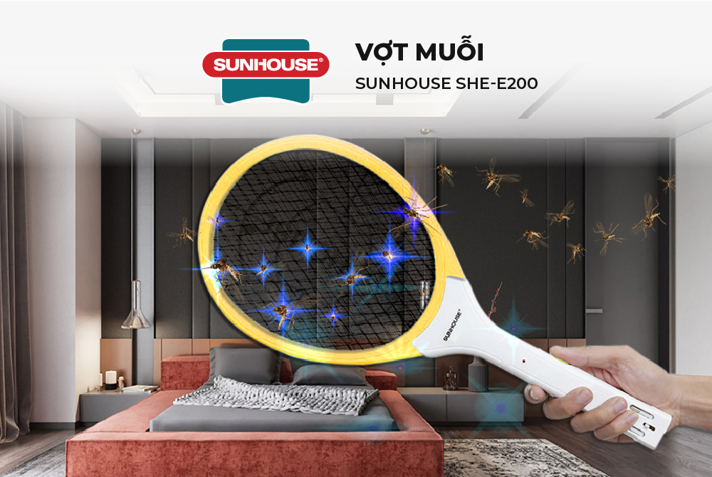 Vợt Muỗi Sunhouse SHE-E200 - Vàng