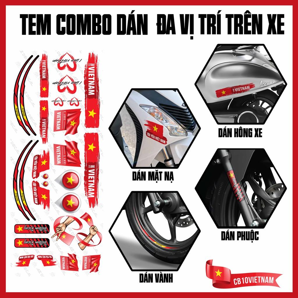 Tem Xe Máy Đa Vị Trí Chủ Đề Việt Nam | CB10VIETNAM | Decal Dán Cho Mọi Dòng Xe, Chống Nước, Chống Bay Màu