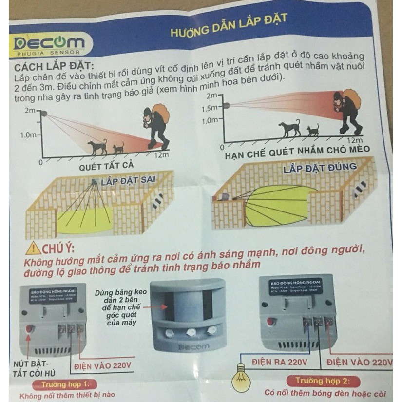 02 cái Báo động hồng ngoại HT1A-S 3 nút chỉnh -bản mới của HT1A