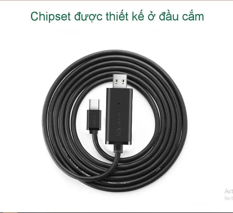 Ugreen UG70420US318TK 2m cáp truyền và sẻ dữ liệu usb a ra usb type c màu đen mạ nickel - HÀNG CHÍNH HÃNG