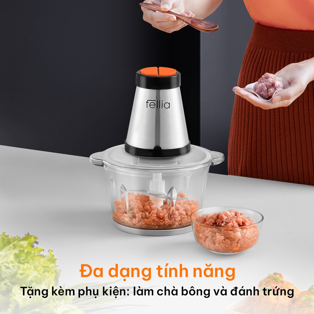 Nồi chiên không dầu nướng và Hấp Fellia A289+Máy Xay Thịt Fellia-Hàng Chính Hãng