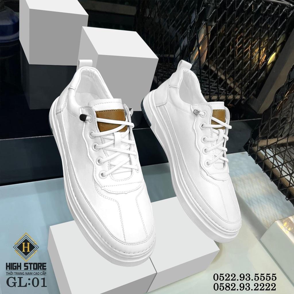 Giày thể thao nam da bò đế cao su mềm nguyên khối - giày sneaker nam phong cách trẻ trung năng động GL01