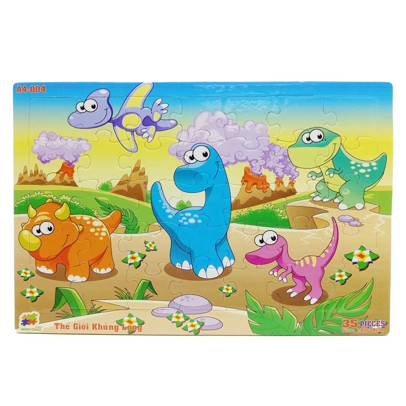 Bộ Xếp Hình Khổ A4 Puzzle Minh Châu 35-04 - Thế Giới Khủng Long (35 Mảnh Ghép)