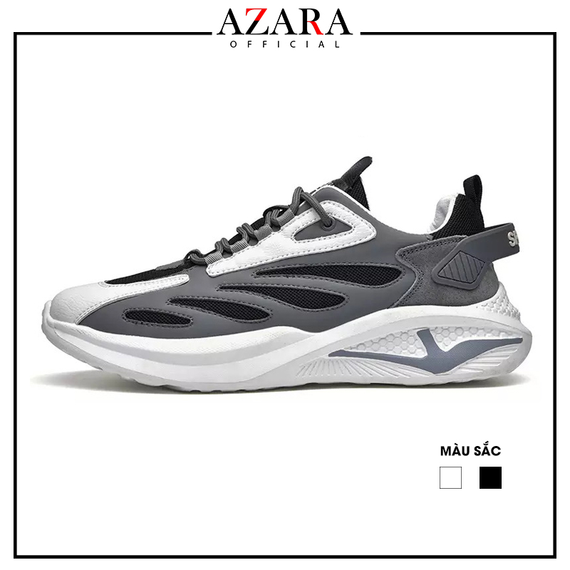 Giày Thể Thao Nam AZARA- Sneaker Màu Trắng - Xám, Giày Thể Thao Chạy Bộ, Êm Chân, Phù Hợp Mọi Lứa Tuổi - G5436