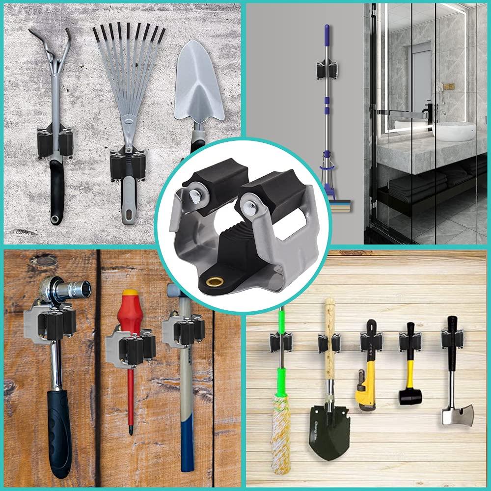 Giá treo chổi treo tường, Giá treo chổi treo tường, Giá treo chổi treo tường 10 cái, độ dày của giá đỡ chổi là 0,7mm chứ không phải 0,4mm, dành cho Tổ chức nhà để xe trong vườn phòng giặt