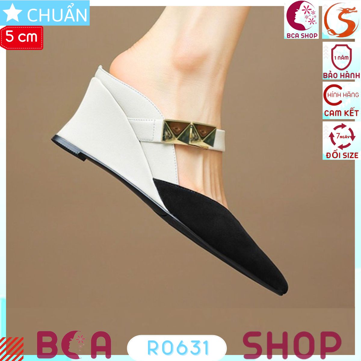 Hình ảnh Giày đế xuồng nữ hở gót 5 phân RO631 ROSATA tại BCASHOP thiết kế thêm quai ngang nhỏ đính khối kim loại sang trọng