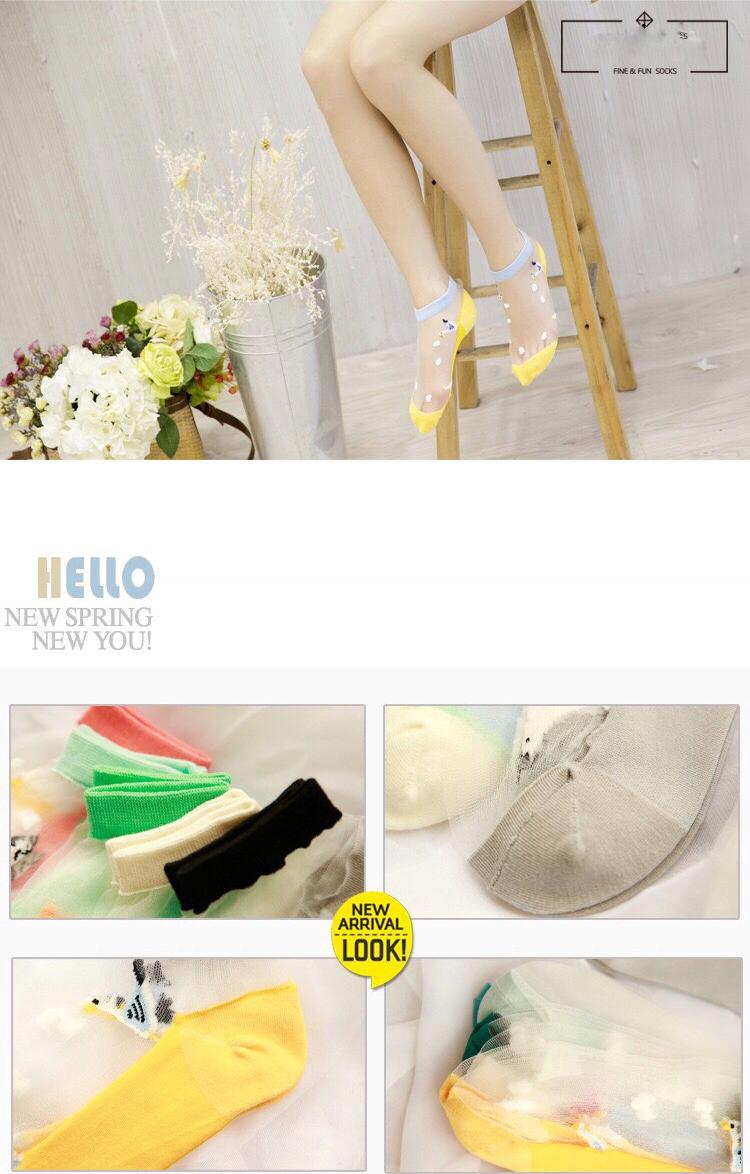 Set 5 Đôi Tất Vớ Nữ Mặt Lưới Xinh Xắn, thoáng chân