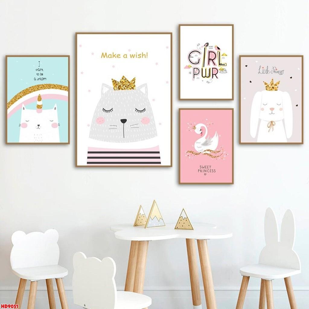 Tranh Canvas Phòng bé gái Tông hồng