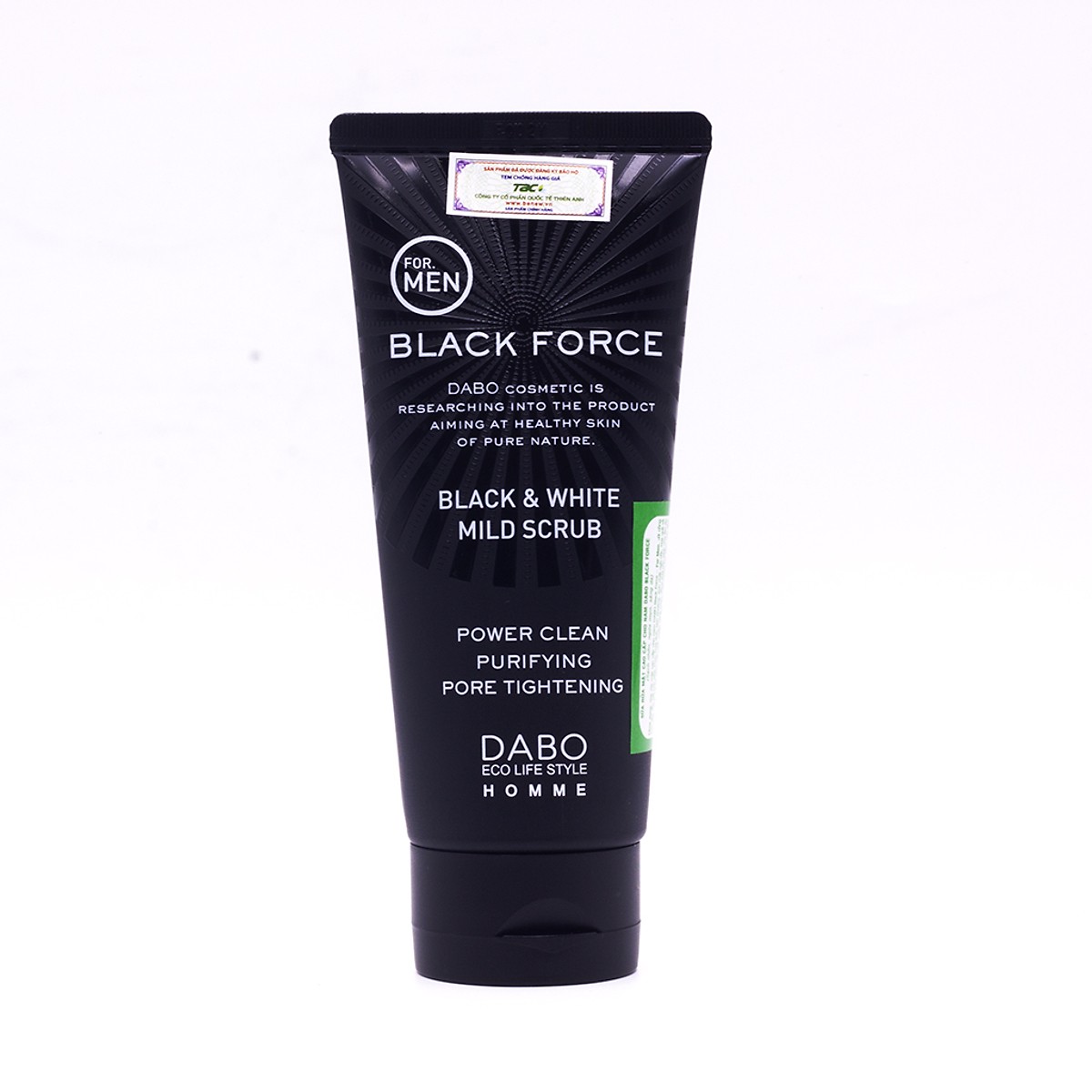 Sữa Rửa Mặt Dành Cho Nam Dabo Black Force Mild Scrub Cleanser Than Hoạt Tính Kháng Khuẩn, Ngừa Mụn, Sạch Nhờn (120ml) - Hàng Chính Hãng 