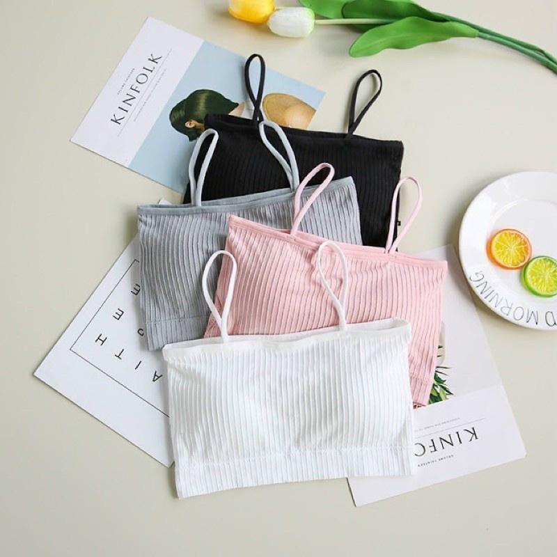Áo 2 Dây Nữ Mút Ngực Sợi Bún Chất Thun Gân Cao Cấp 4 Màu