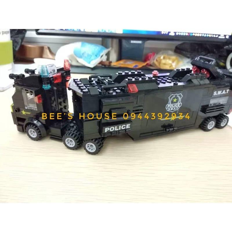 Bộ đồ chơi xếp hình lắp ráp cảnh sát đặc nhiệm swat tàu chiến hạm xe tăng chiến đấu đa dạng