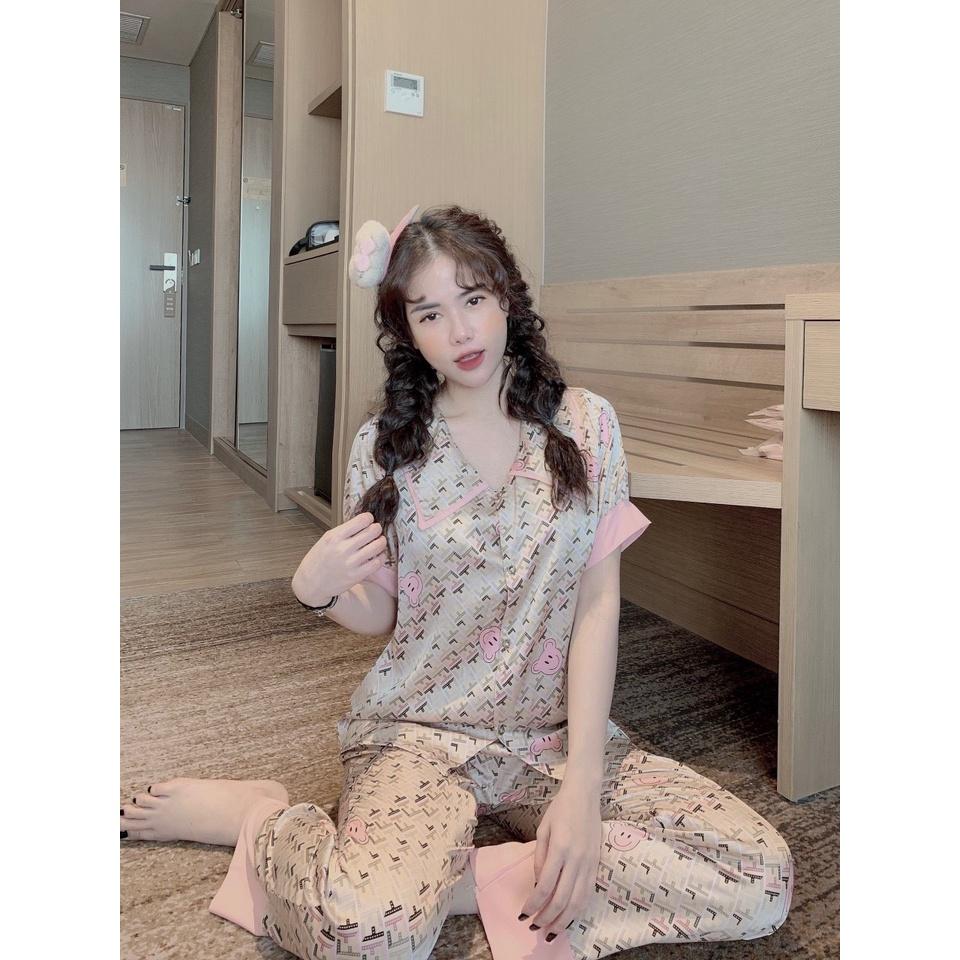 Đồ Bộ Ngủ Nguyên Set Pijama Cổ Thường Quần Dài Tay Ngắn Lụa Mango Thiết Kế Cao Cấp Không Xù Mẫu Hot 2021