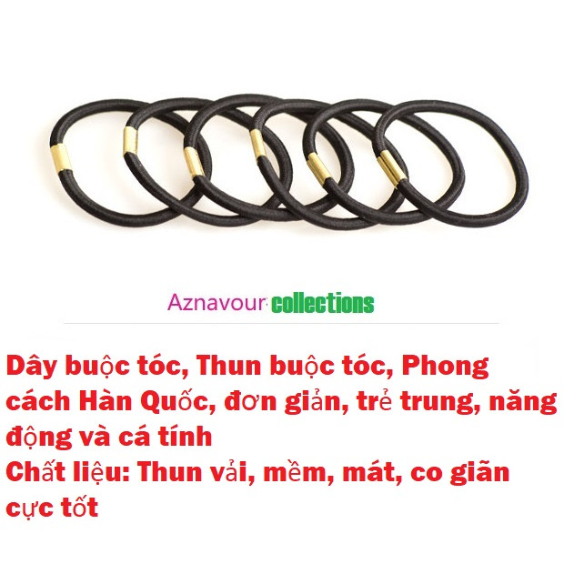 Combo 05 Dây buộc tóc nẹp vàng, kiểu Hàn Quốc, bền, co giãn cực tốt, dễ thương Kèm vòng tay chỉ đỏ may mắn Thailand