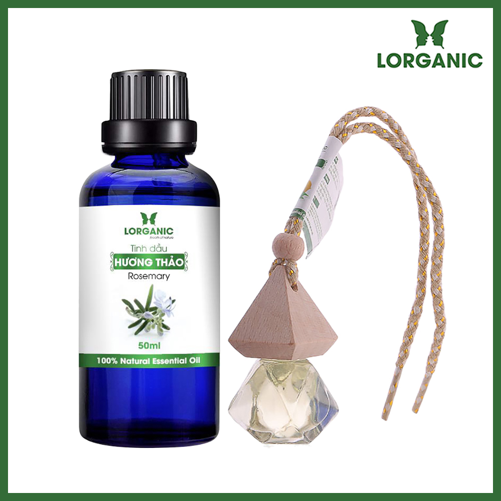 Combo tinh dầu hương thảo Lorganic (50ml) +tinh dầu hương thảo Lorganic treo xe hơi, tủ áo (10ml) / Hương thơm đậm mùi thảo mộc/ Tinh dầu thiên nhiên nguyên chất xông phòng, thư giãn tinh thần, xua đuổi muỗi và khử mùi hiệu quả.