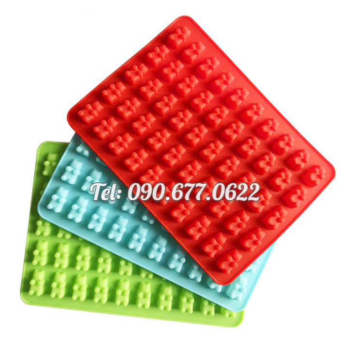 Khuôn silicone làm rau câu, kẹo dẻo chip chip, socola 50 gấu con – Mã số 1222