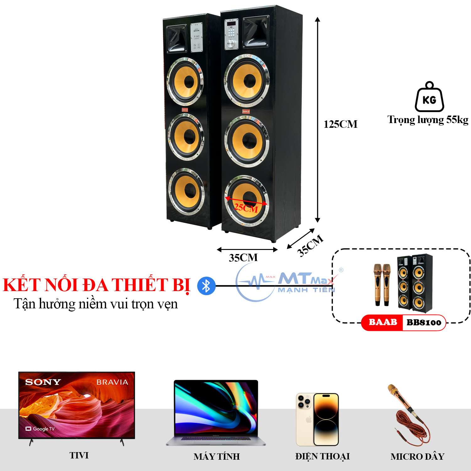 Loa Karaoke BB8100 - Dàn Loa Khủng Long Công Suất 300W, Âm Thanh Tuyệt Đỉnh, Công Nghệ Xử Lí Âm Thanh Trong Trẻo, Bảo Hành 12 Tháng, Tặng Kèm Micro Không Dây Cao Cấp. Hàng Chính Hãng