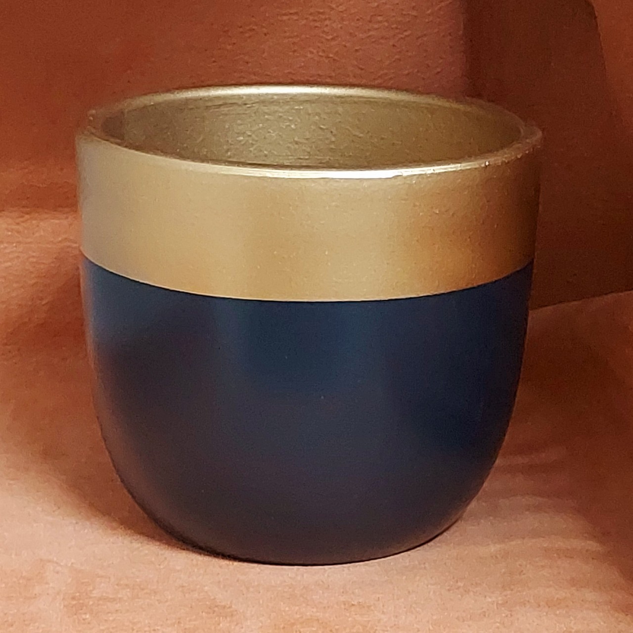 Chậu đất nung sơn màu Gold White/ Black Bông Garden trồng cảnh để bàn kt miệng 14.5cm cao 12cm
