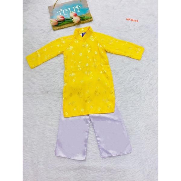 Áo Dài Bé Gái Size 10-17kg Vàng Kèm Quần Lụa, Truyền Thống Cách Tân Lụa Thái Tuấn