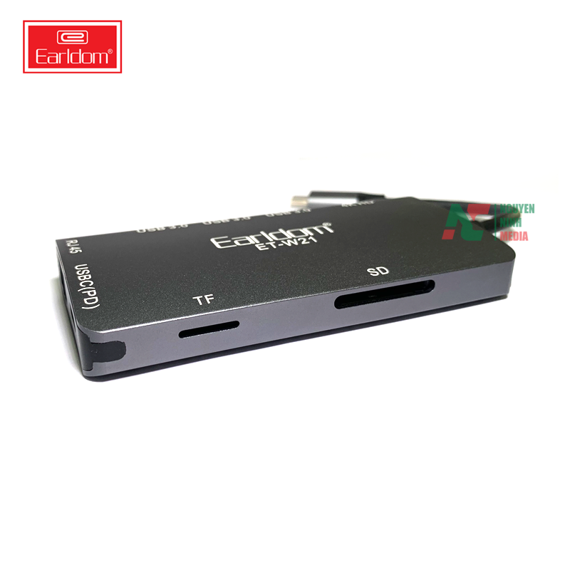Cáp Chuyển USB TYPE C Sang HDMI / USB 3.0 / RJ45 / SD TF / USB-C PD Earldom W21 - Hàng Chính Hãng