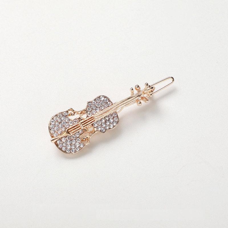 Kẹp tóc đàn violin đính đá Rhinestone kẹp tóc mái phụ kiện tóc