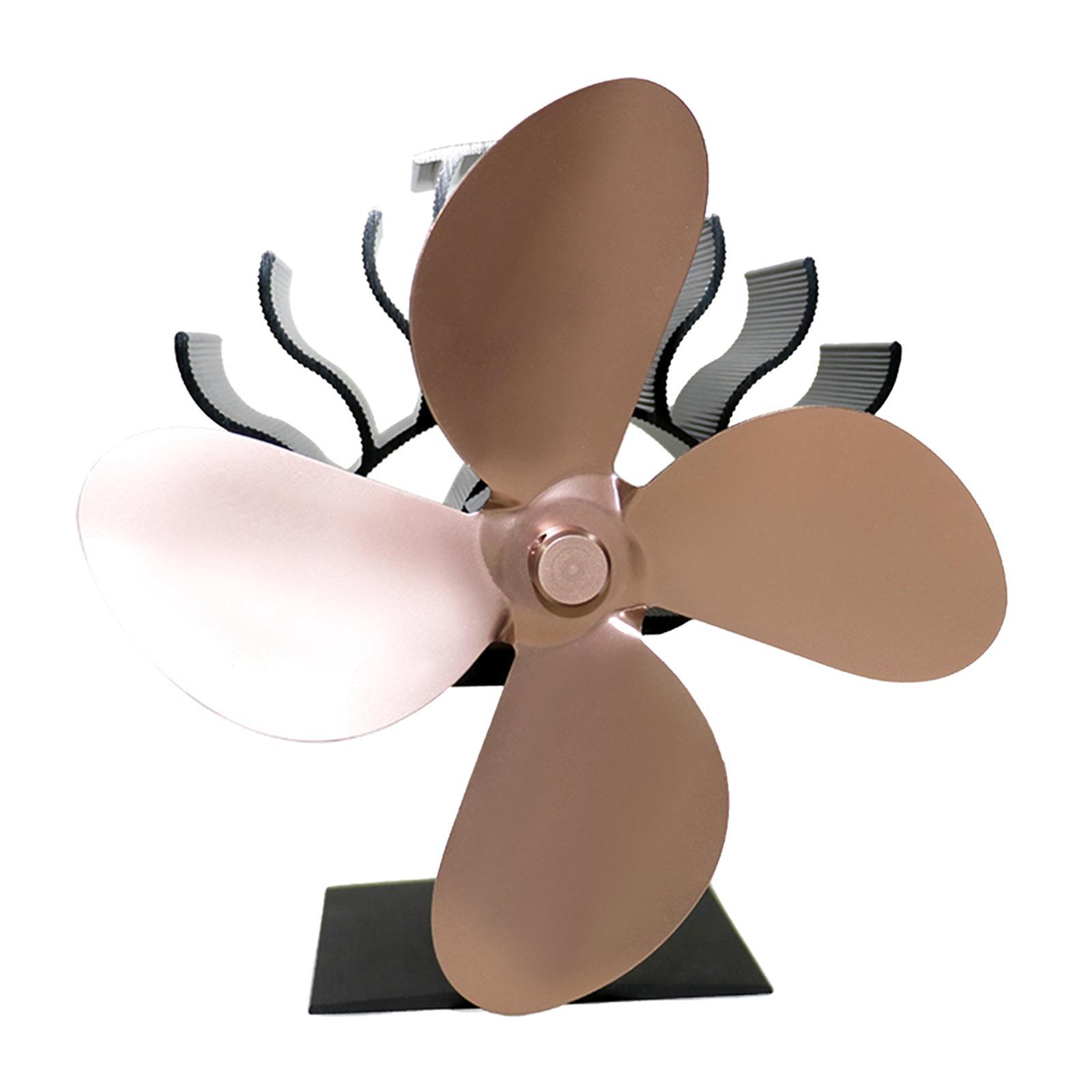 4-Blade Heat Powered Stove Burner Fan Wood/Log Burner/Fireplace Warm