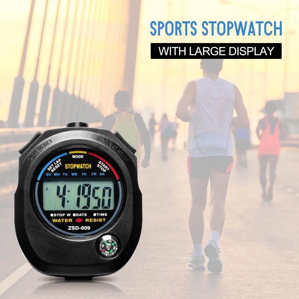 ZSD009 Electronic Digital Sport Stopwatch Timer with Date Time Alarm Compass for Outdoor Sports Fitness Coaches Referees