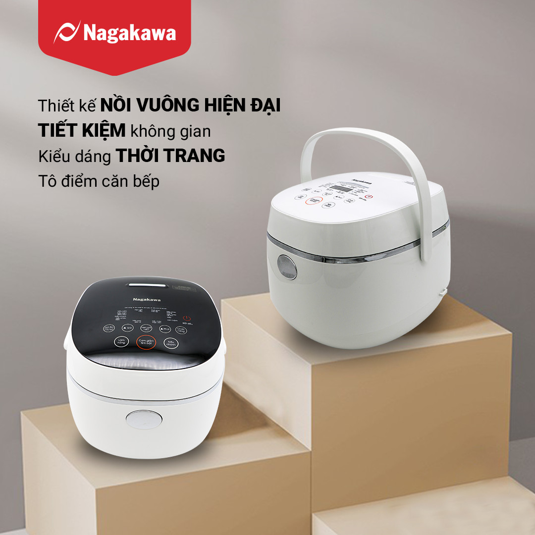 Nồi Cơm Điện Tử Cảm Ứng Nagakawa NAG0136 Trắng - Giảm tinh bột - Lòng niêu chống dính - 11 chức năng (1.2L - 500W) - Hàng Chính Hãng