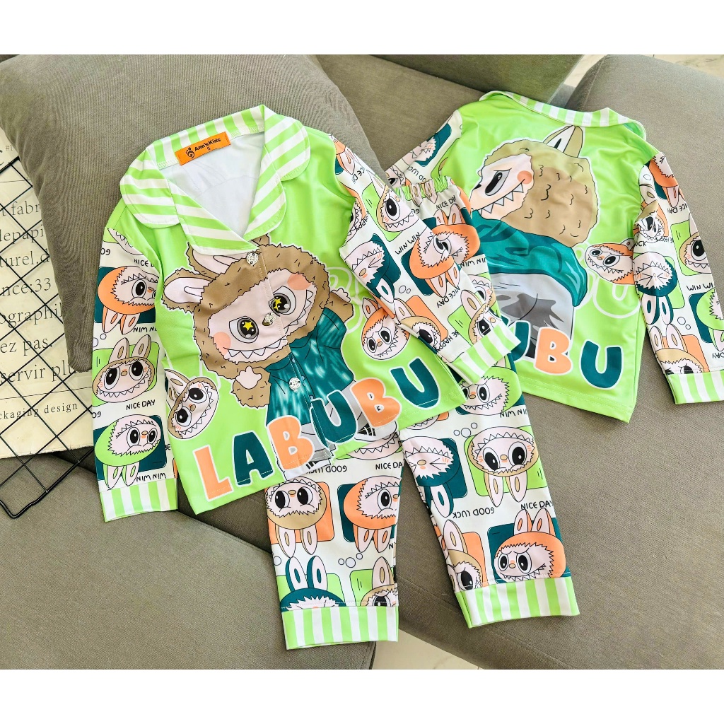 Đồ bộ bé trai, Bộ ngủ dài tay pijama pizama cho bé trai hình Siêu nhân labubu từ 12-40kg chất thun lạnh mềm mịn mát