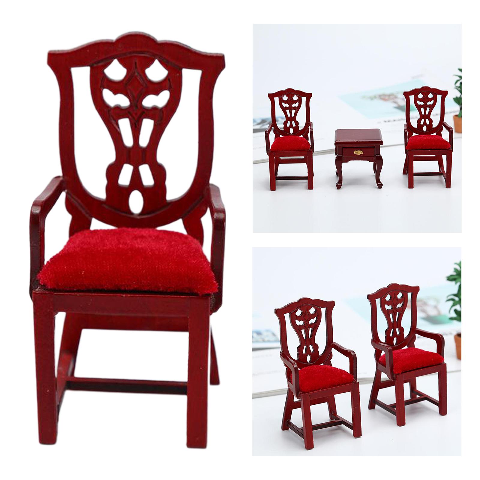 1:12 Scale Doll House Wooden Chair Model Baby Doll Room Supplies Scenery