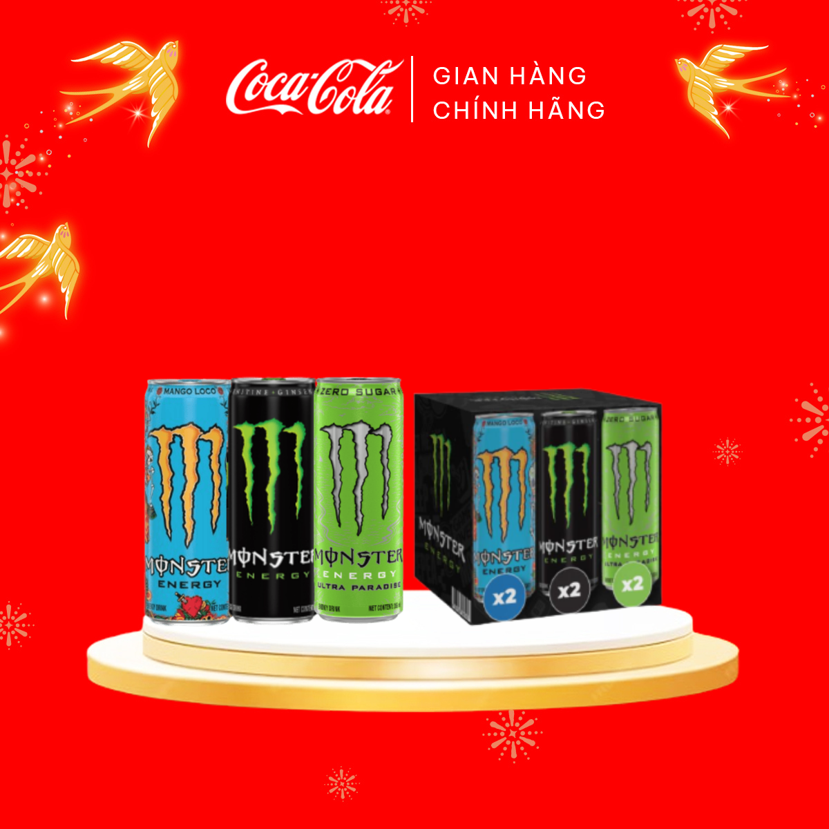 Hộp 6 lon Monster Mix 3 vị Monster Energy, Monster Ultra Paradise và Monster Mango Loco