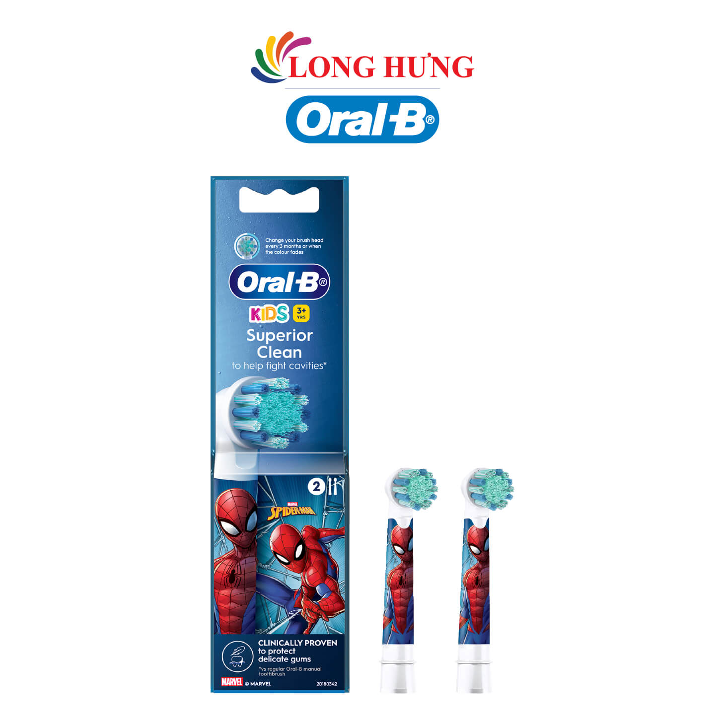 Đầu bàn chải điện trẻ em Oral-B Kids 3+ Superior Clean Spider-Man EB10s 20180342 (Set 2 cái) - Hàng chính hãng