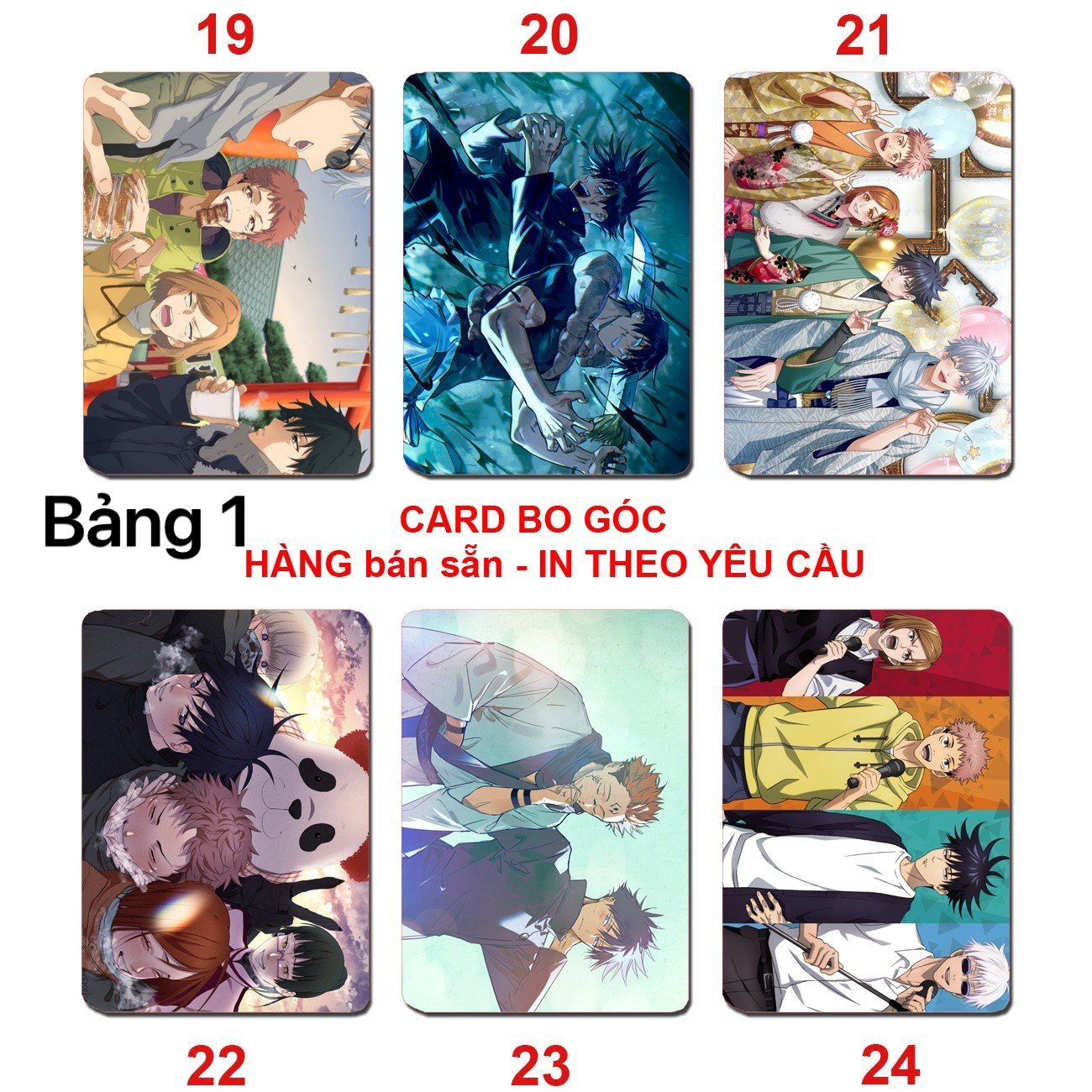 Card bo góc JuJutsu Kaisen 6 ảnh khác nhau/ Thẻ card anime JuJutsu Kaisen