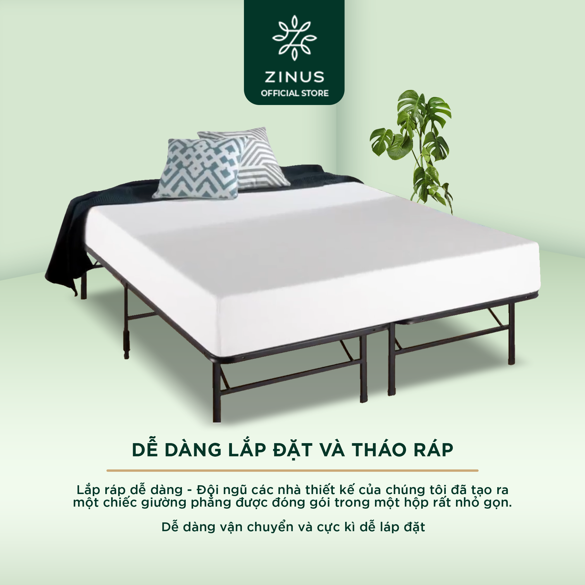 Giường sắt xếp thông minh Zinus Smart Base
