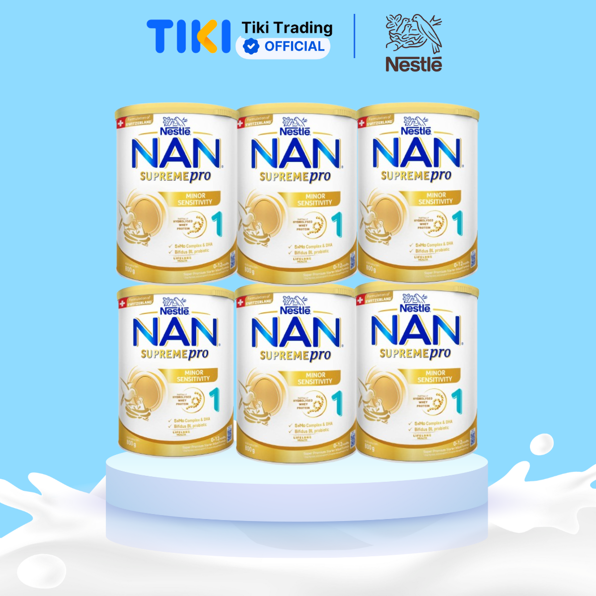 Combo 6 lon sữa bột Nestlé NAN SUPREMEPRO 1 800g nhập khẩu Đức với 5HMO & đạm Gentle Optipro