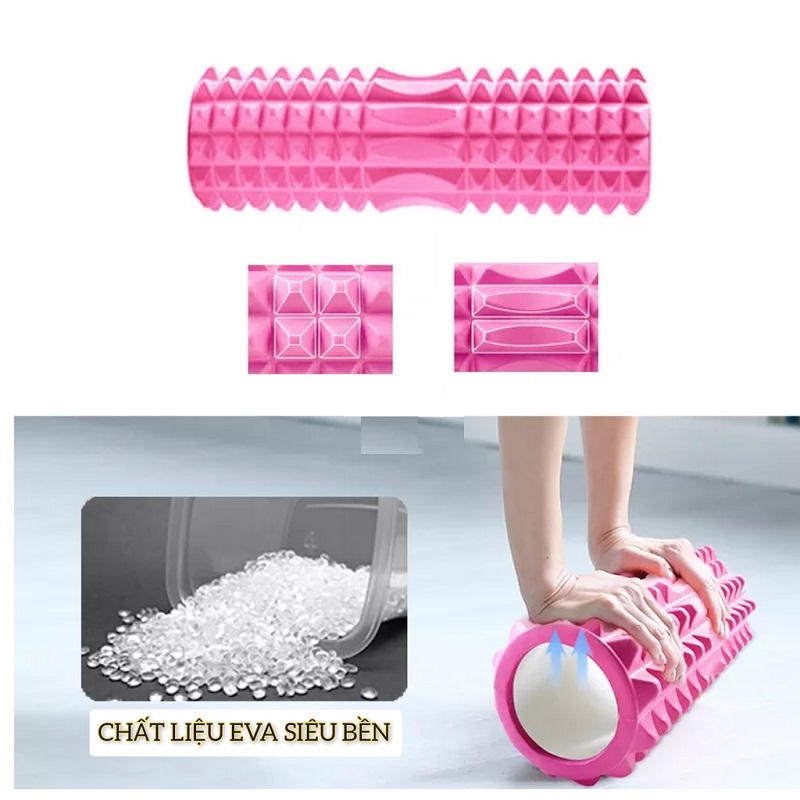 Con lăn Roller , ống lăn gai nhọn Massage có gai 45x13cm chịu lực cao ống trụ lăn xốp giúp giãn cơ tập gym yoga thể hình