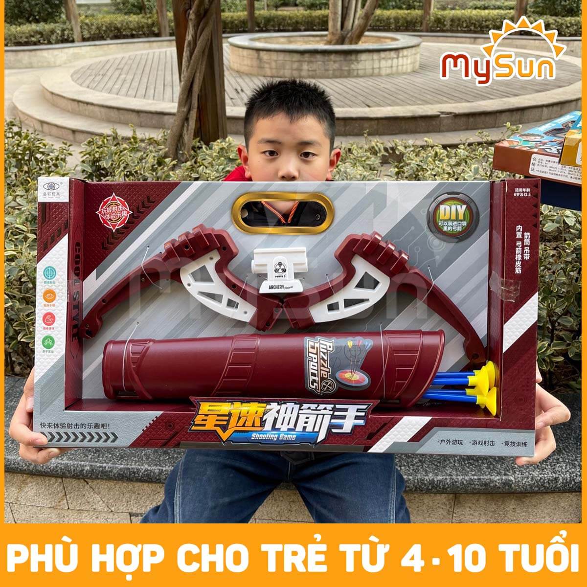 Bộ cây cung đồ chơi nhựa thể thao trẻ em giá rẻ cho bé trai 4 5 6 7 8 9 10 11 12 tuổi.