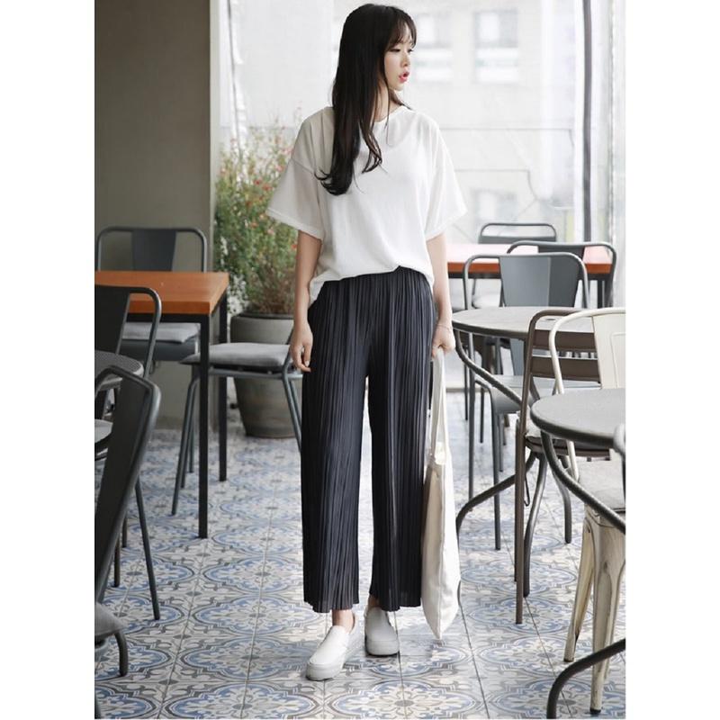 Quần Dài Thun Dập Ly Ống Rộng Vải Đep Cao Cấp Hot - BT Fashion (QD02) + Hình Thật