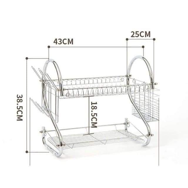 Giá úp bát inox 2 tầng có khay hứng nước